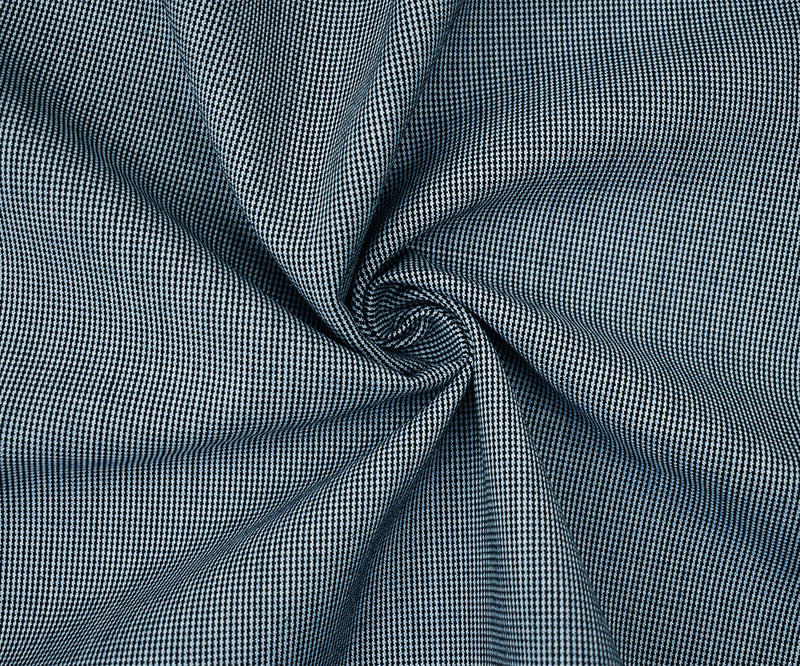 Black-Gray Poly-Wool Texture Striped Pattern Suiting Woven Fabric