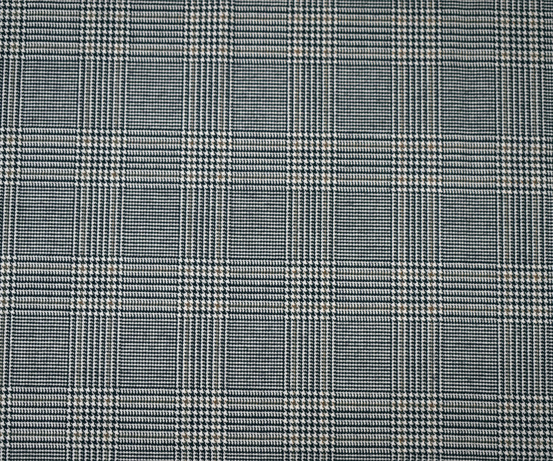 Black-Brown-White Polyester Wool Glen Plaid Woven Suiting Woven Fabric