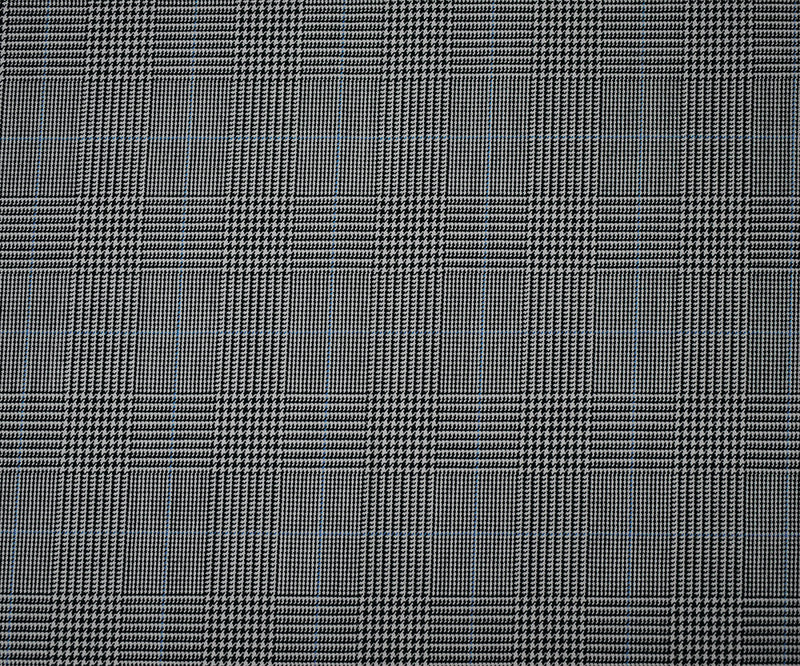 Black-Light Gray-Blue Poly Wool Blend Glen Plaid Check Suiting Woven Fabric