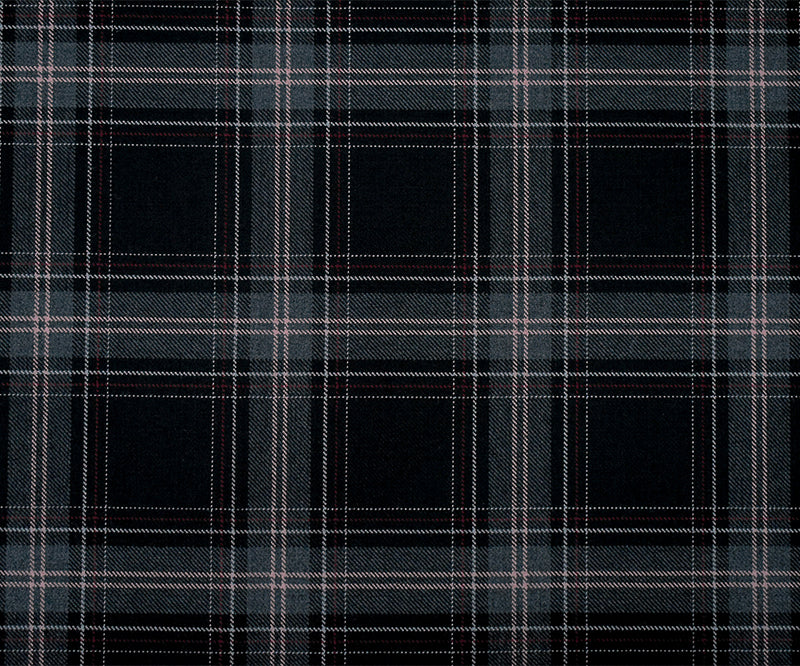 Black-Pink-Multi Poly-Wool Plaid Twill Woven Suiting Fabric