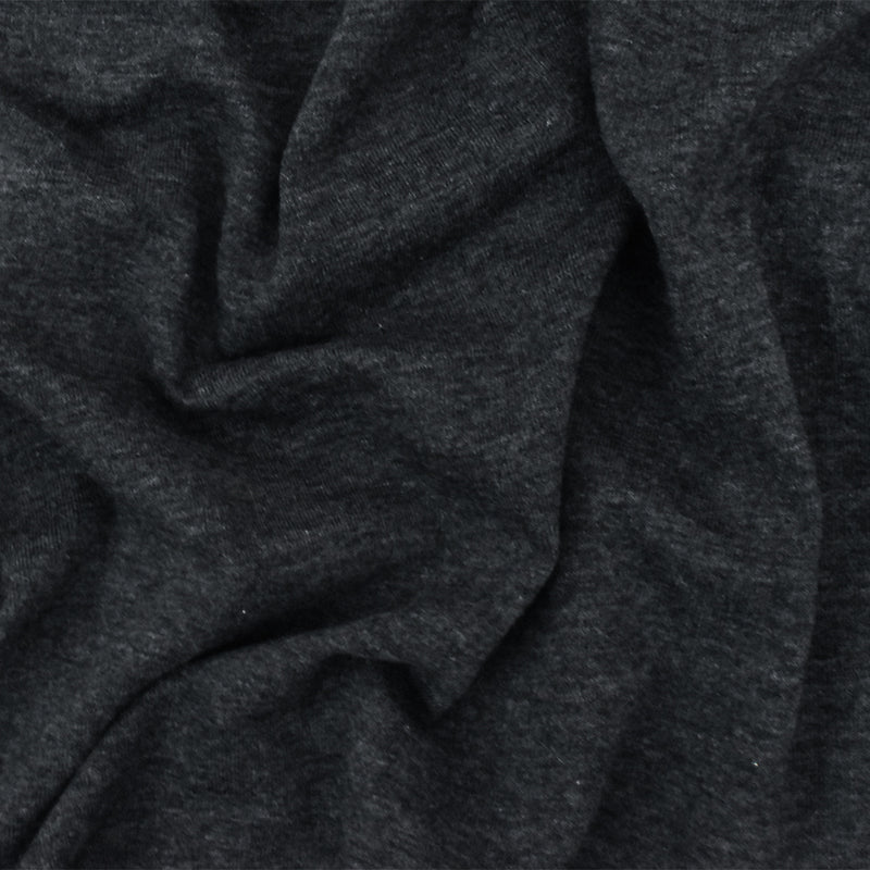 Heather Black-Gray Stretch Poly Blend Jersey Knit Fabric