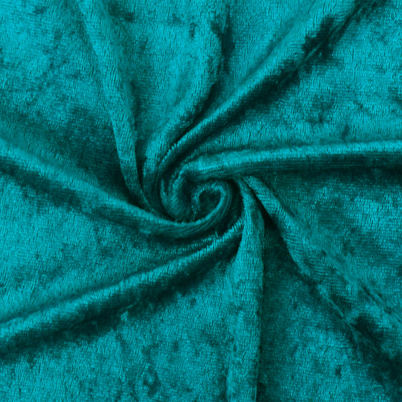 Teal Solid Stretch Poly Spandex Crushed Knit Velvet Fabric