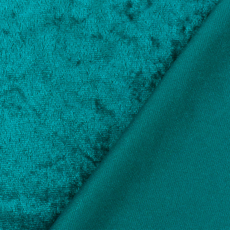 Teal Solid Stretch Poly Spandex Crushed Knit Velvet Fabric
