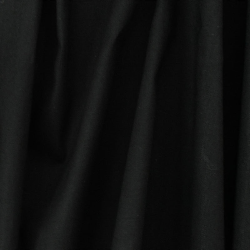 1 YD PC-Dark Black Solid Cotton Spandex Broadcloth Woven Fabric