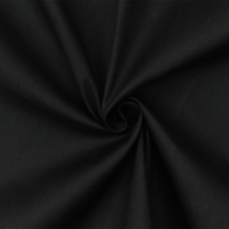 1 YD PC-Dark Black Solid Cotton Spandex Broadcloth Woven Fabric