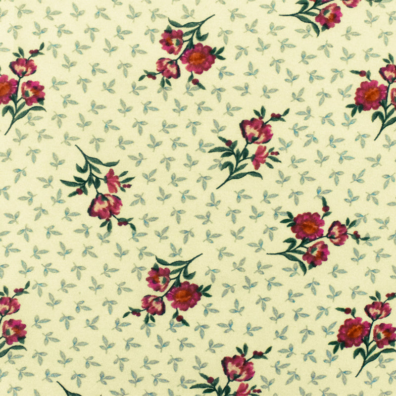 Ivory-Pink-Green Famous Designer Viscose Floral Printed Chiffon Fabric