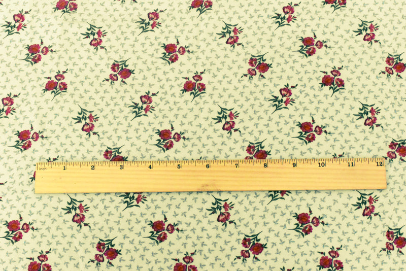 Ivory-Pink-Green Famous Designer Viscose Floral Printed Chiffon Fabric