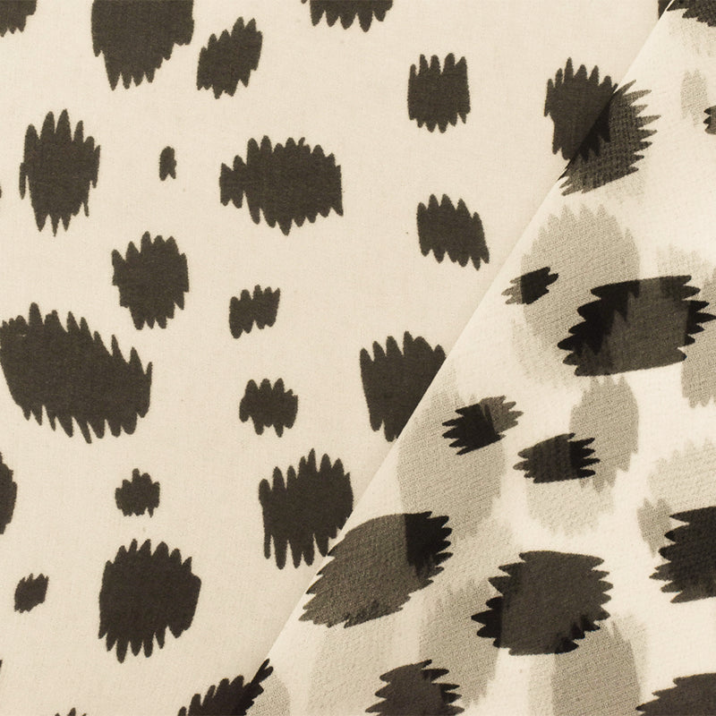 Black-Ivory Famous Designer Silk Spots Printed Chiffon Fabric