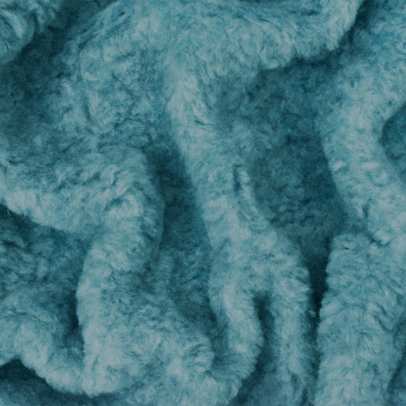 Teal Blue Famous Designer Acrylic Blend Cozy Sherpa Fleece Knit Fabric