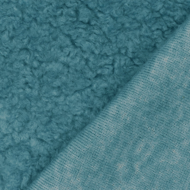 Teal Blue Famous Designer Acrylic Blend Cozy Sherpa Fleece Knit Fabric