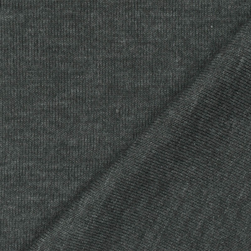 Heather Dark Gray Organic Cotton Poly Stretch Spandex Rib Knit Fabric