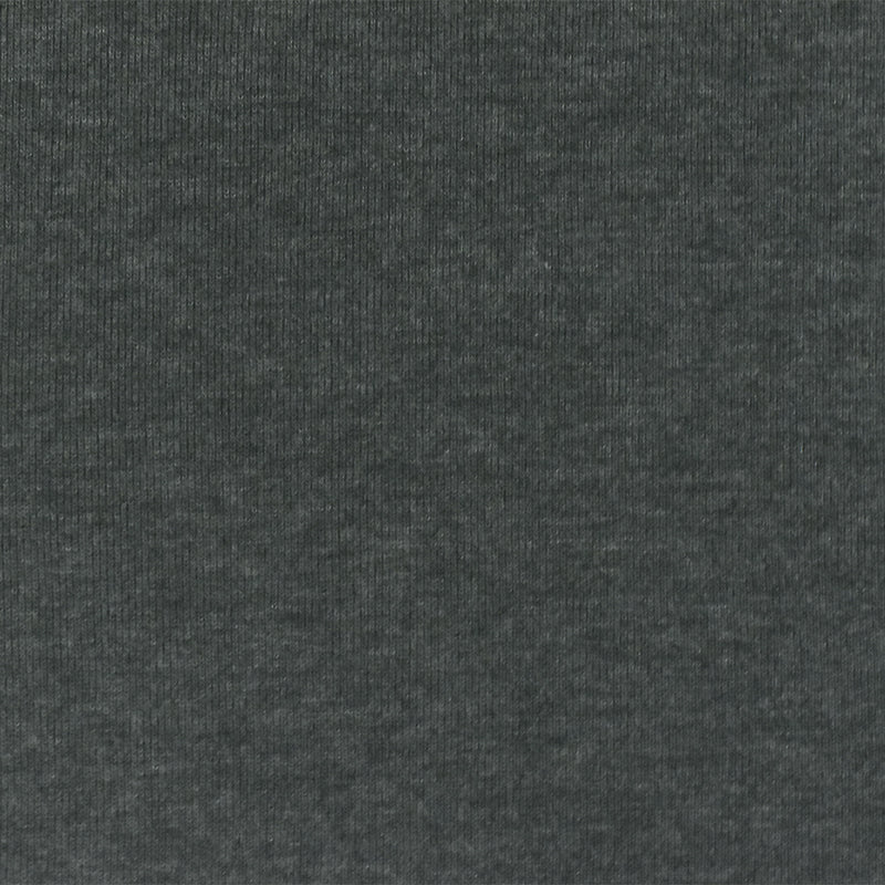 Heather Dark Gray Organic Cotton Poly Stretch Spandex Rib Knit Fabric
