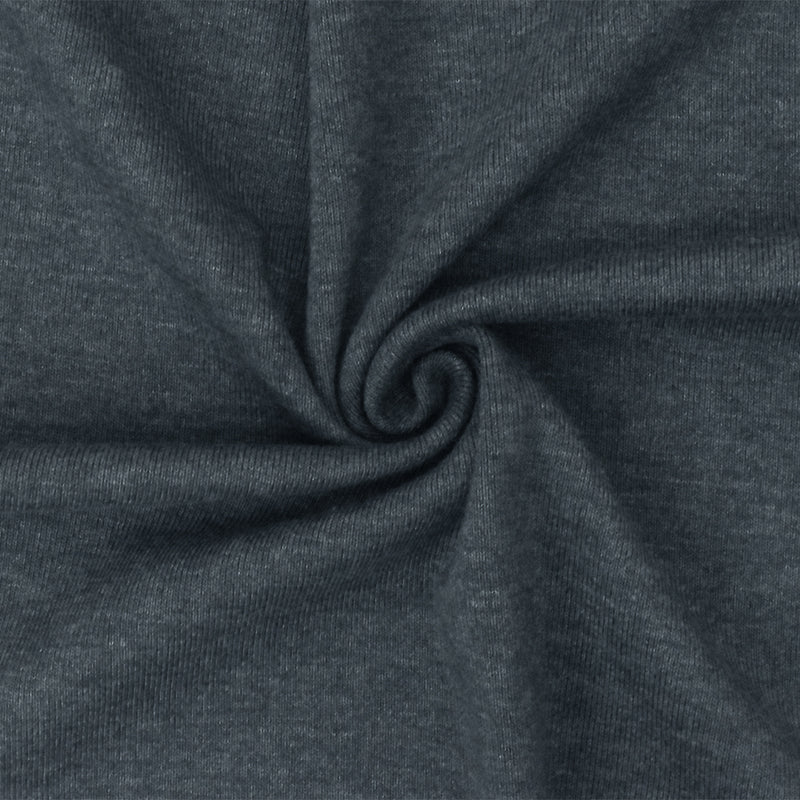 Heather Gray Organic Cotton Poly Stretch Spandex Rib Knit Fabric