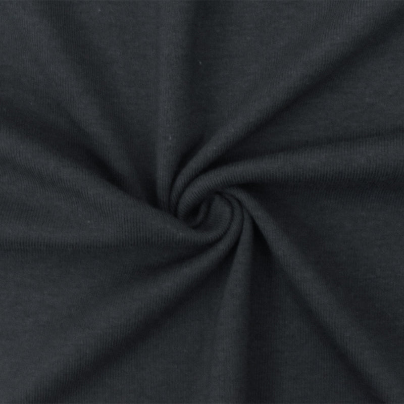 Gray Organic Cotton Poly Stretch Spandex 1x1 Rib Knit Fabric