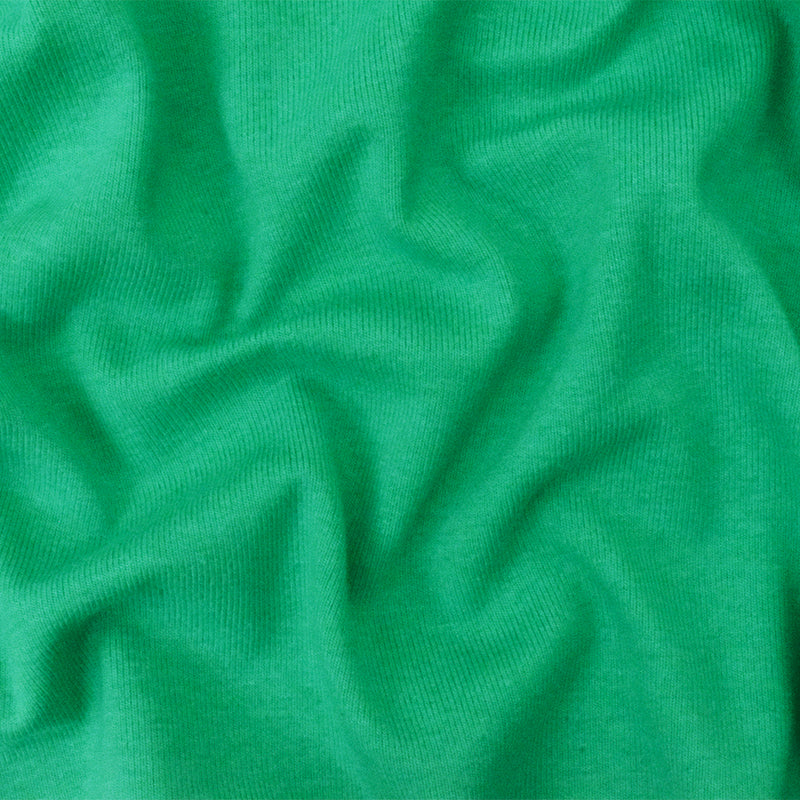 Green Organic Cotton Poly Stretch Spandex Solid 1x1 Rib Knit Fabric