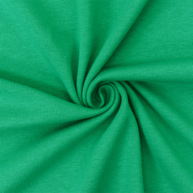 Green Organic Cotton Poly Stretch Spandex Solid 1x1 Rib Knit Fabric