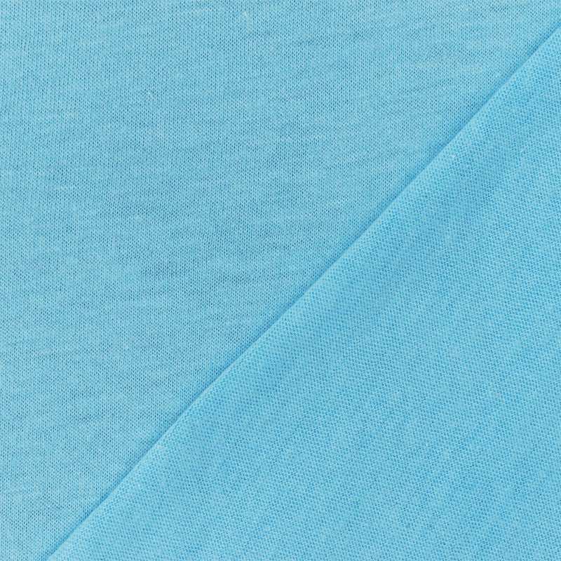 Blue Organic Cotton Stretch Spandex Solid Jersey Knit Fabric
