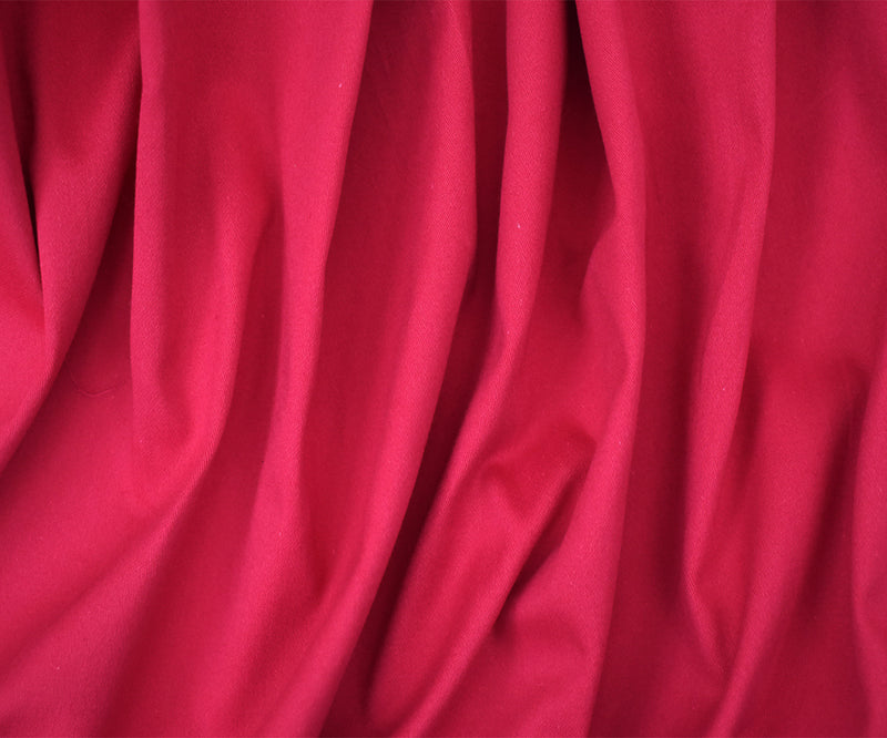 Hot Pink Cotton Twill Stretch Spandex Solid Twill Sateen Woven Fabric