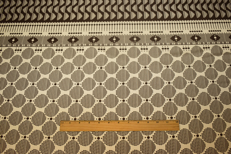 Brown-Beige Dot Striped Pattern Printed Stretch Silk Jersey Knit Fabric