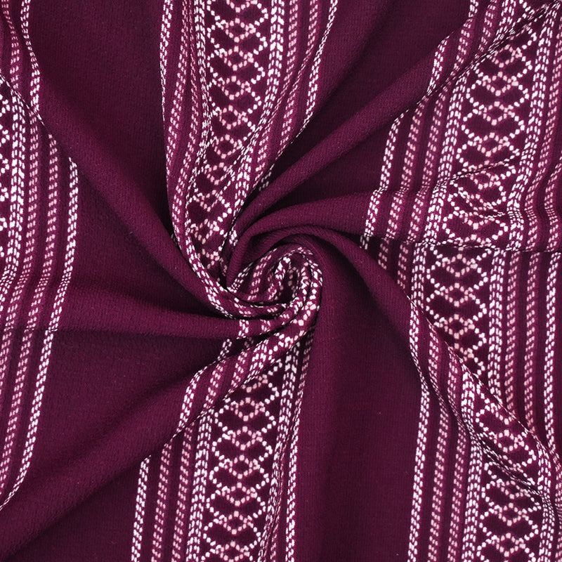 Magenta Purple-White Aztec Stripe Printed Poly Crepe Georgette Fabric