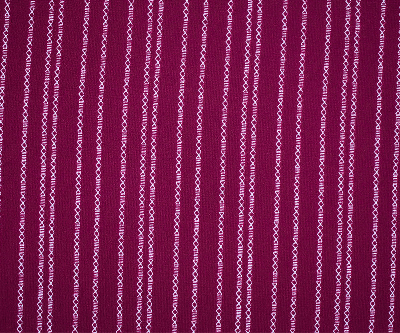 Magenta-White Mini Aztec Stripe Pattern Printed Poly Crepe Georgette Fabric