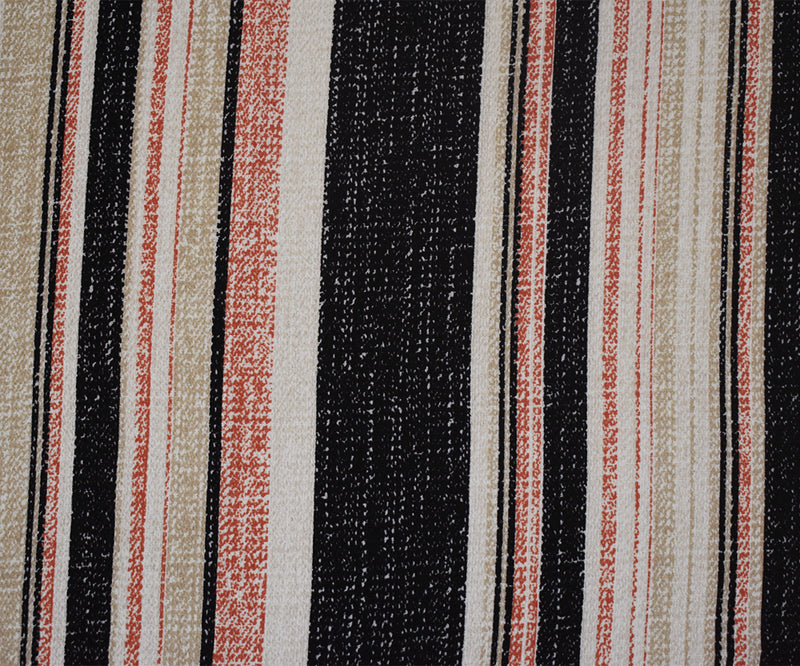 Orange-Black-Beige Texture Stripe Printed Poly Crepe Georgette Woven Fabric