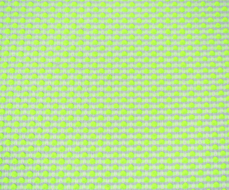 Neon Yellow-White Poly-Lycra Texture Dobby Jacquard Woven Fabric