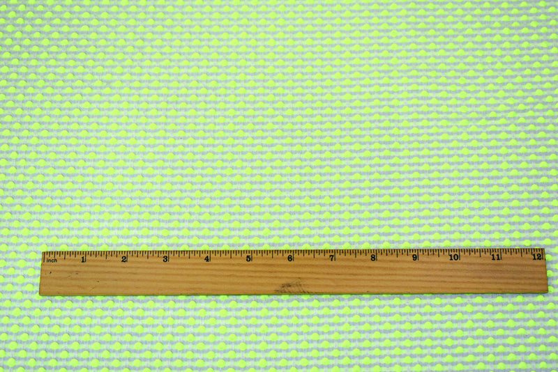 Neon Yellow-White Poly-Lycra Texture Dobby Jacquard Woven Fabric