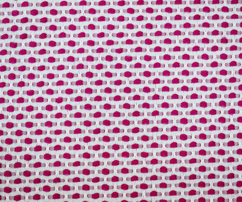 1 3/4 YD PC-Fuchsia Pink-White Poly-Lycra Texture Dobby Jacquard Woven Fabric