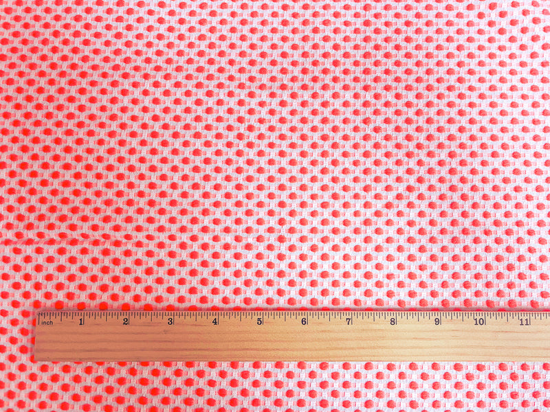 Neon Pink-White Poly-Lycra Texture Dobby Jacquard Woven Fabric