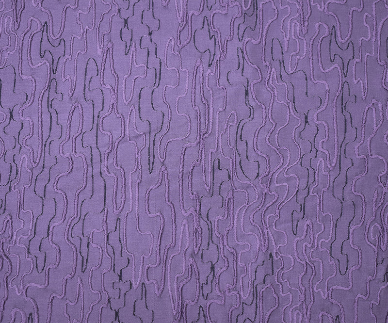 Purple-Black Polyester Abstract Embroidered Jacquard Woven Fabric