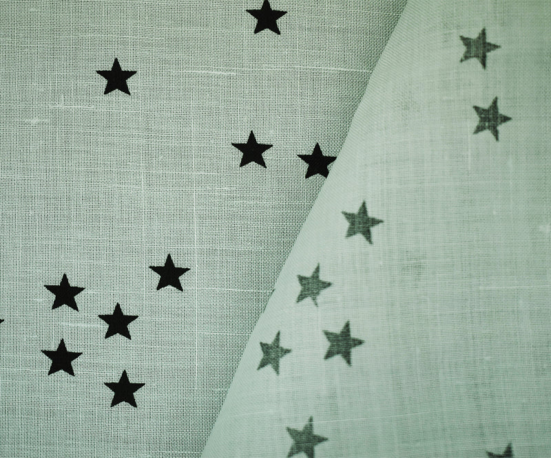 Whisper Blue-Navy Star Printed Linen Woven Fabric