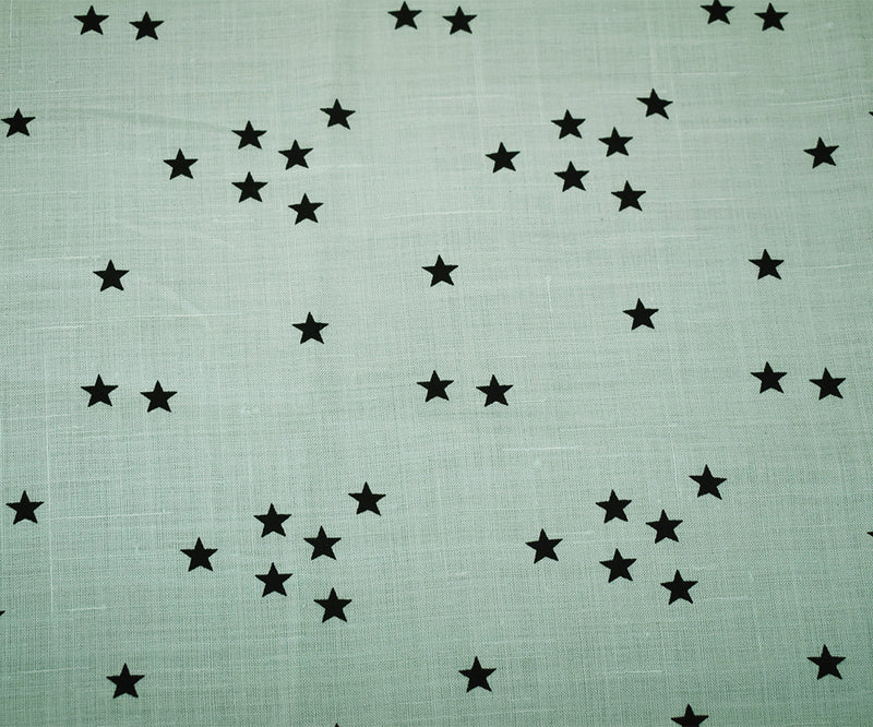 Whisper Blue-Navy Star Printed Linen Woven Fabric