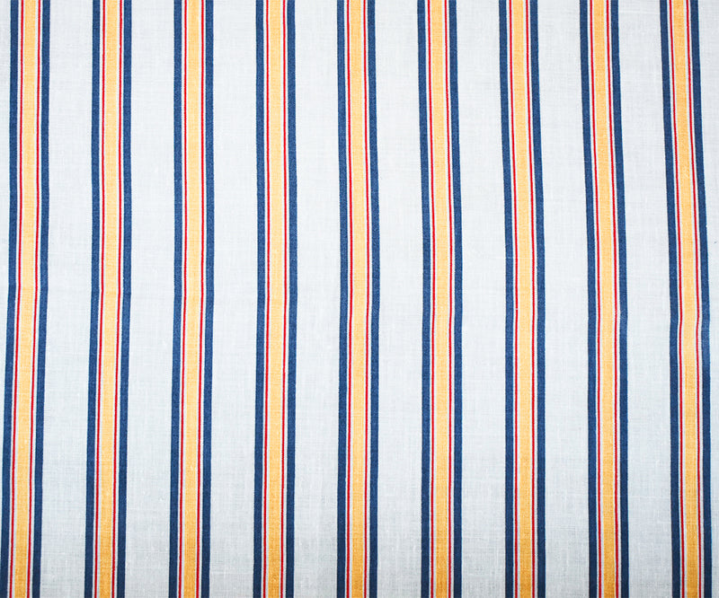 Blue-Red-Yellow Stripe Printed Linen Woven Fabric