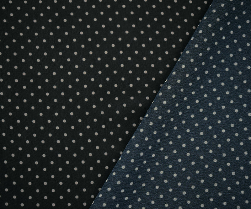 Black-Beige Polka Dots Printed Poly Chiffon Woven Fabric