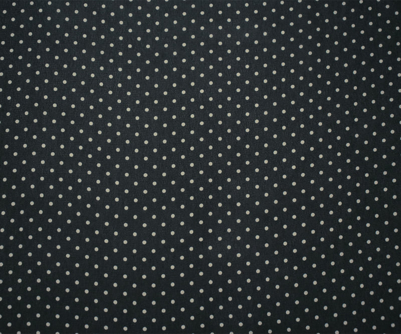Black-Beige Polka Dots Printed Poly Chiffon Woven Fabric
