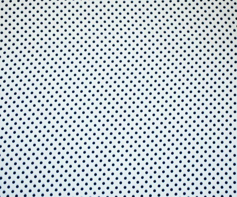 Blue-White Polka Dots Printed Poly Chiffon Woven Fabric