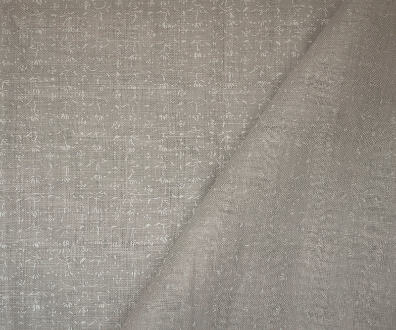 Taupe -White Nani IRO Dainty Abstract Pattern Print Linen Sheeting Fabric