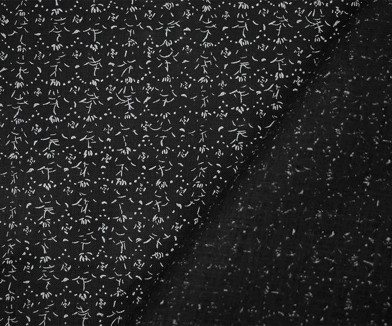 Black-White Nani IRO Dainty Abstract Pattern Printed Linen Sheeting Fabric