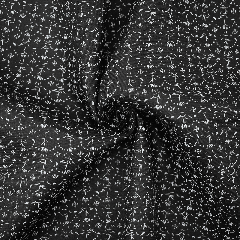 Black-White Nani IRO Dainty Abstract Pattern Printed Linen Sheeting Fabric