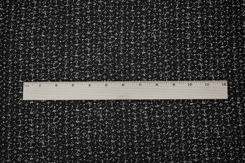 Black-White Nani IRO Dainty Abstract Pattern Printed Linen Sheeting Fabric