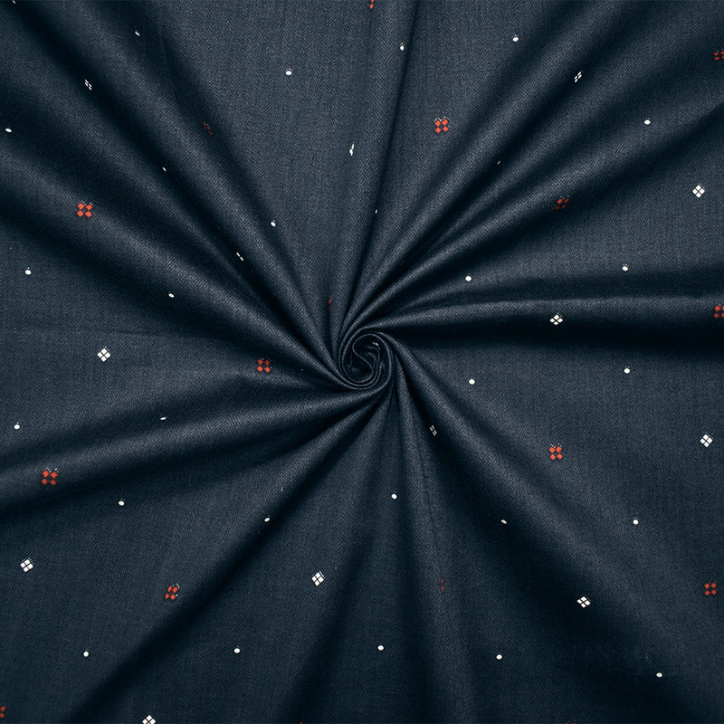 Navy-Red-White Japanese Cotton Micro Diamond Printed Sateen Woven Fabric