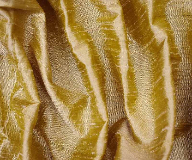 Yellow-Ivory Silk Iridescent Dupioni Woven Fabric