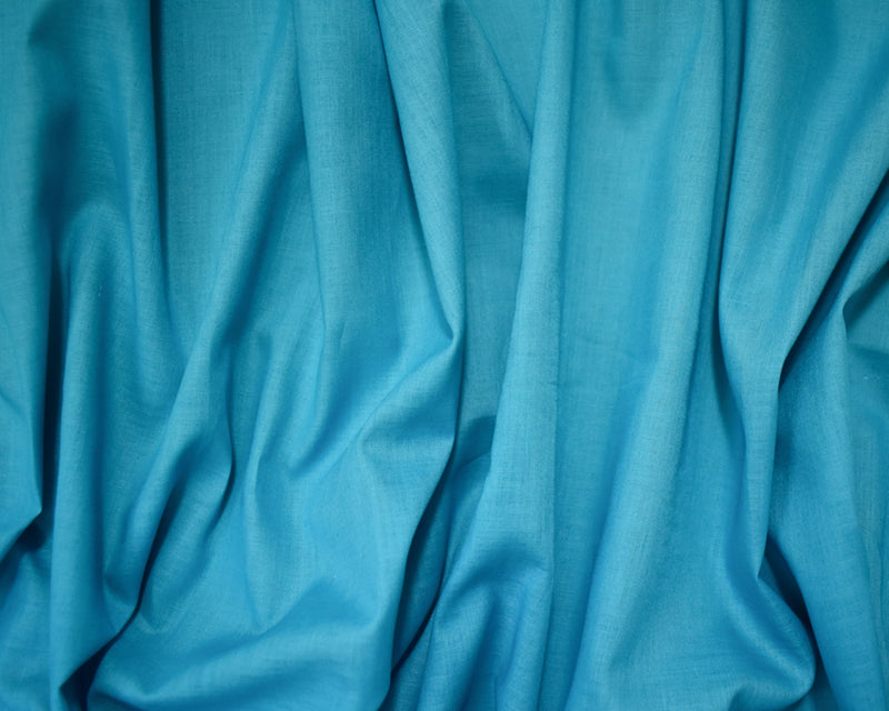 Turquoise Cotton Solid Voile Woven Fabric