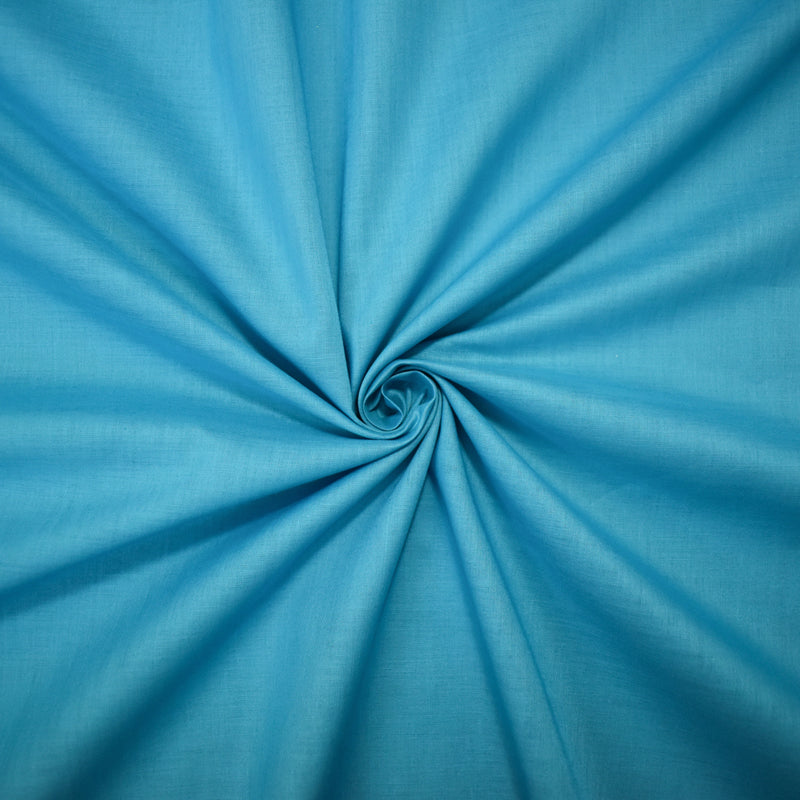 Turquoise Cotton Solid Voile Woven Fabric