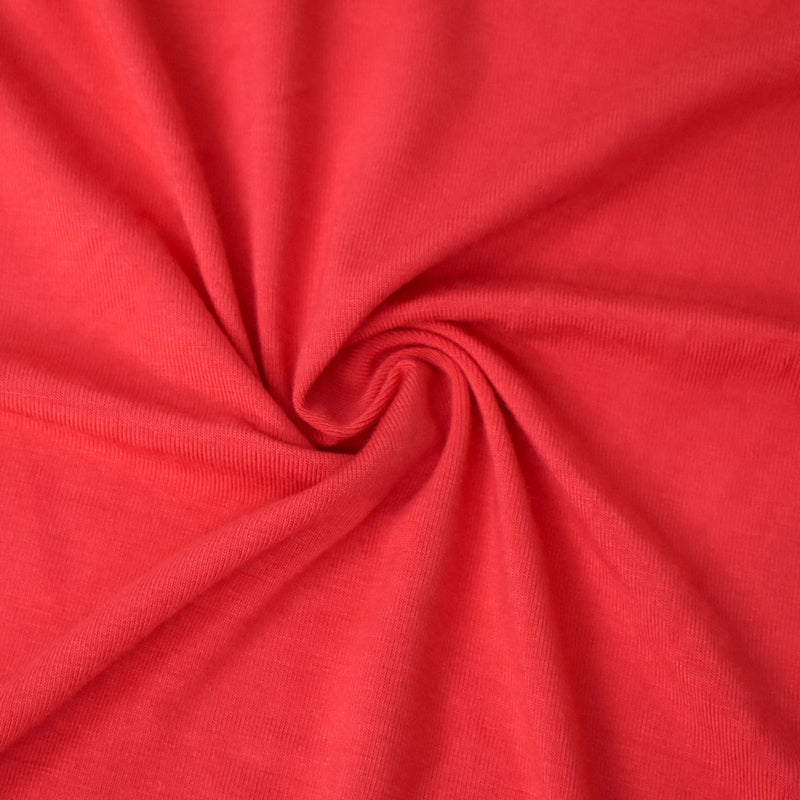 Coral Red Bamboo Stretch Spandex Solid Jersey Knit Fabric