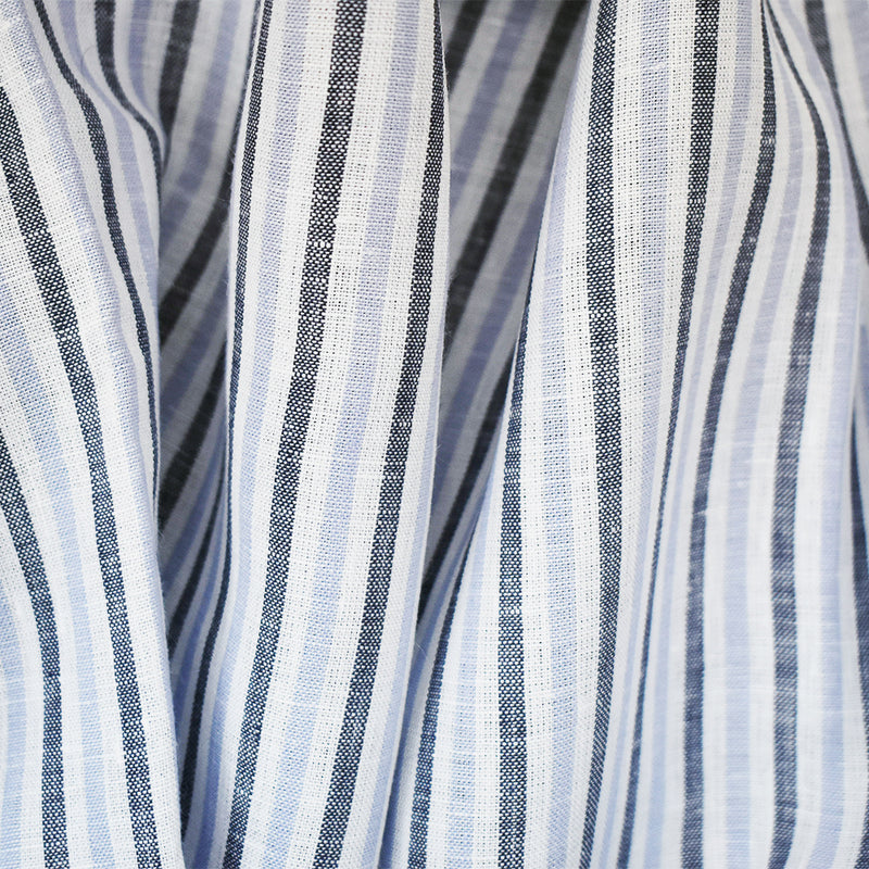 Blue-Gray-White Spence Bryson Striped Irish Linen Woven Fabric