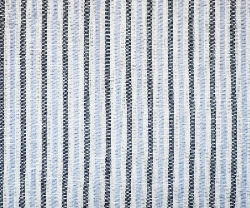 Blue-Gray-White Spence Bryson Striped Irish Linen Woven Fabric