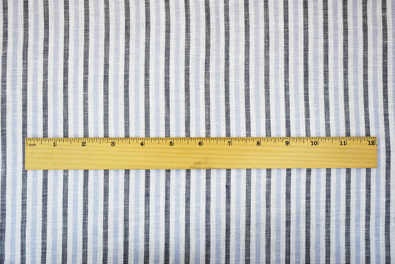 Blue-Gray-White Spence Bryson Striped Irish Linen Woven Fabric