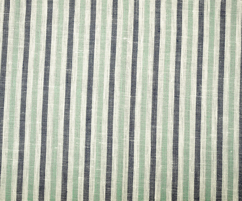 Green-Gray-White Spence Bryson Striped Irish Linen Woven Fabric